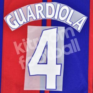 1997-98 Barcelona Home Name Number Set #4 GUARDIOLA UCL Repro - Image 1