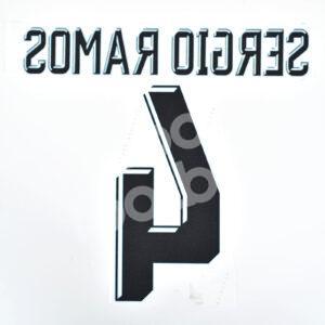 2017-18 Real Madrid Home Name Number Set #4 SERGIO RAMOS UCL Repro - Image 3