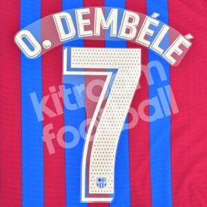 Original Player Issue 2021-22 Barcelona Home Name Number Set #7 O. DEMBELE Avery