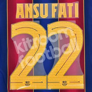 Original Player Issue 2020-21 Barcelona Home Name Set #22 ANSU FATI Champions League