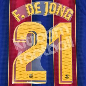 Original Player Issue 2019-21 Barcelona Home Name Set #21 F. DE JONG La Liga Avery