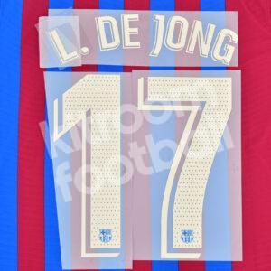 2021-22 Barcelona Home Name Number Set #17 L. DE JONG La Liga Repro