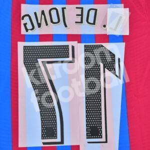 2021-22 Barcelona Home Name Number Set #17 L. DE JONG La Liga Repro - Image 3