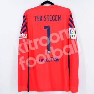 2015-16 Barcelona Player Issue Goalkeeper #1 TER STEGEN Match Un Worn Red La Liga