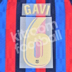 2022-23 Barcelona Home Name Number Set #6 GAVI La Liga Repro