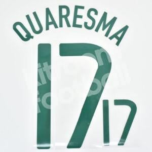 UEFA Euro 2008 Portugal Away Name Number Set #17 QUARESMA Repro - Image 1