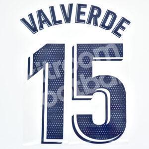 2020-21 Real Madrid La Liga Home Name Number Set #15 VALVERDE Repro - Image 1