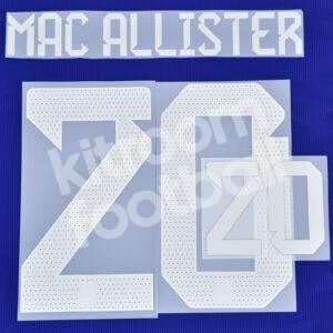 FIFA World Cup Qatar 2022 Argentina Name Number Set #20 MAC ALLISTER Away Repro