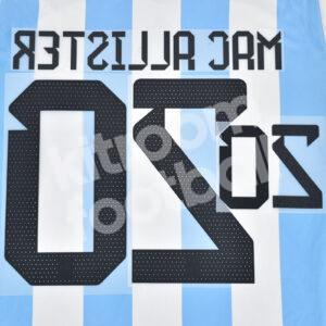 FIFA World Cup Qatar 2022 Argentina Name Number Set #20 MAC ALLISTER Home Repro - Image 3