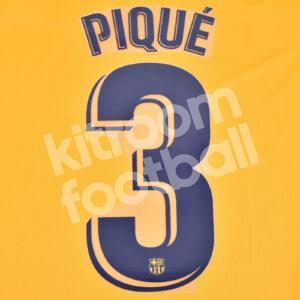 Official 2019-22 Barcelona Away Name Number Set #3 PIQUÉ La Liga Stadium Version