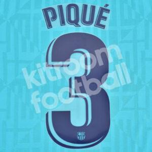 Official 2019-20 Barcelona Third Name Number Set #3 PIQUÉ La Liga Stadium Version