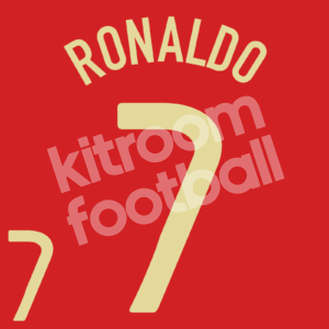 UEFA Euro 2008 Portugal Home Name Number Set #7 RONALDO Repro