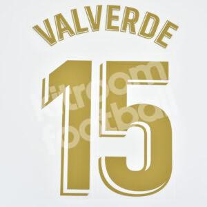 2019-20 Real Madrid Home Name Number Set #15 VALVERDE La Liga Repro v2