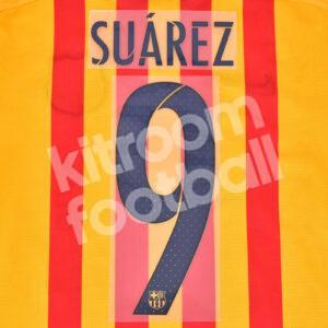 Original Player Issue 2015-16 Barcelona Away Name Set #9 SUÁREZ Avery