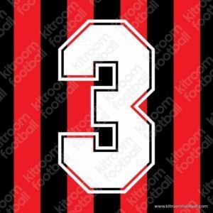 1987-93 AC Milan White Name Set Number Flock #3 MALDINI Repro - Image 1