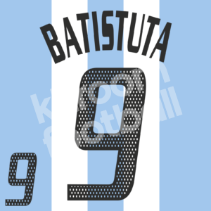 World Cup 2002 Argentina Home Name Set Number #9 BATISTUTA Repro