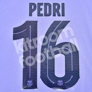 Original Player Issue 2021-22 Barcelona Away Name Number Set #16 PEDRI Cup Version