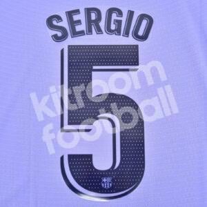 Original Player Issue 2021-22 Barcelona Away Name Number Set #5 SERGIO Avery
