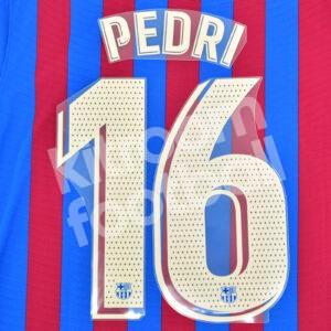 Original Player Issue 2021-22 Barcelona Home Name Number Set #16 PEDRI Avery