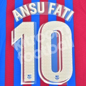 Original Player Issue 2021-22 Barcelona Home Name Number Set #10 ANSU FATI Avery