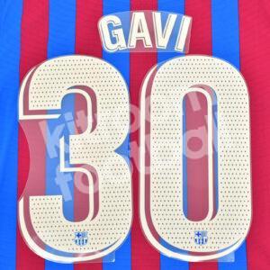 Original Player Issue 2021-22 Barcelona Home Name Number Set #30 GAVI Avery