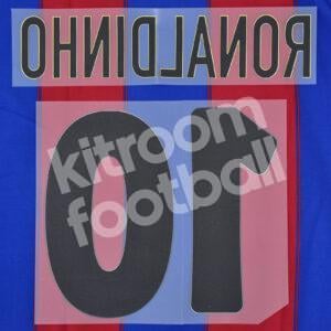 2003-04 Barcelona Home LFP Name Number Set #10 RONALDINHO Repro v2 - Image 3