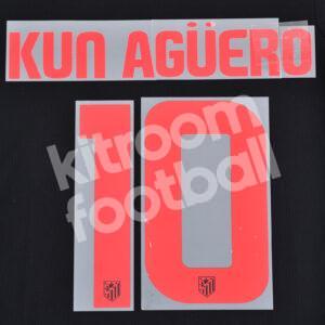 Original Player Issue 2008-10 Atletico Madrid Away Name Number Set #10 KUN AGÜERO Sipesa - Image 1