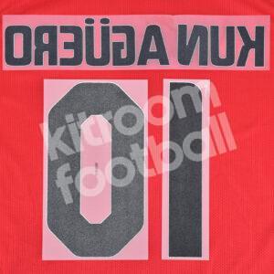 Original Player Issue 2010-12 Atletico Madrid Home Name Number Set #10 KUN AGÜERO Sipesa - Image 3