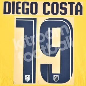 Original Player Issue 2013-14 Atletico Madrid Away Name Set #19 DIEGO COSTA