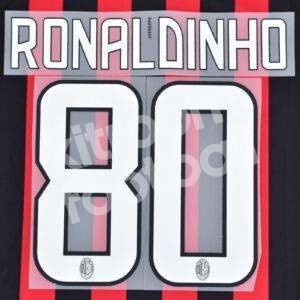2008-09 AC Milan Home Name Number Set #80 RONALDINHO Repro