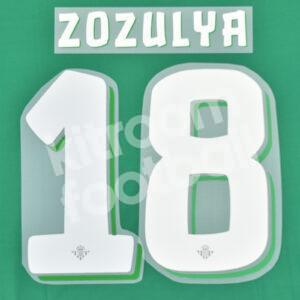 Original Player Issue 2016-17 Betis Away Name Number Set #18 ZOZULYA