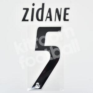 Original Player Issue 2005-06 Real Madrid Home Name Number Set #5 ZIDANE - Image 1