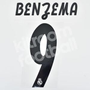Original Player Issue 2018-19 Real Madrid Home Name Number Set #9 BENZEMA