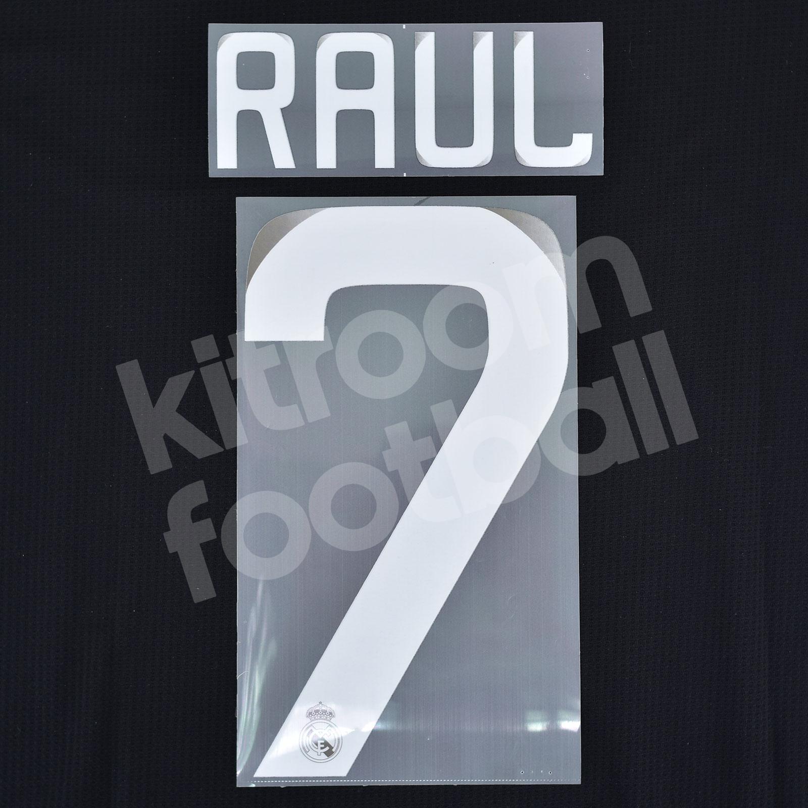 Set Raul Original Player Issue 2008-09 Real Madrid Away Name Number Set #7 RAUL ...
