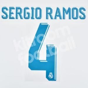 Original Player Issue 2017-18 Real Madrid Home Name Number Set #4 SERGIO RAMOS