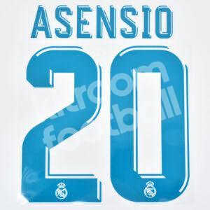 Original Player Issue 2017-18 Real Madrid Home Name Number Set #20 ASENSIO - Image 1