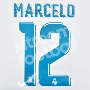 Original Player Issue 2017-18 Real Madrid Home Name Number Set #12 MARCELO - Image 1