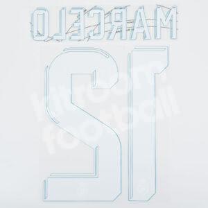 Original Player Issue 2017-18 Real Madrid Home Name Number Set #12 MARCELO - Image 3