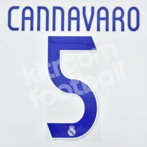 Original Player Issue 2006-07 Real Madrid Home Name Number Set #5 CANNAVARO