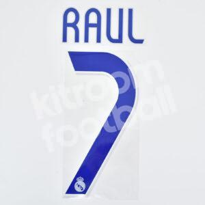 Original Player Issue 2006-07 Real Madrid Home Name Number Set #7 RAUL