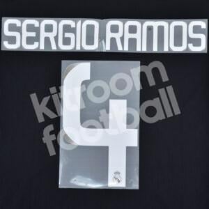 Original Player Issue 2008-09 Real Madrid Away Name Number Set #4 SERGIO RAMOS