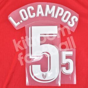 2020-23 Sevilla CF Name Number Set White La Liga #4 Lucas OCAMPOS Repro - Image 1