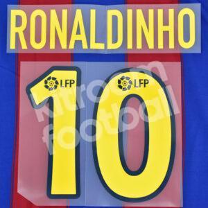 2003-04 Barcelona Home LFP Name Number Set #10 RONALDINHO Repro v2