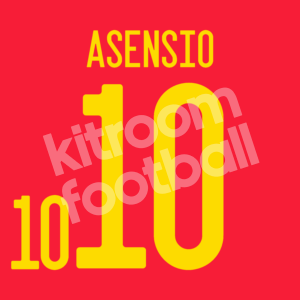 2022 Spain Home Name Number Set #10 ASENSIO Repro (vs Czech Rep. only)