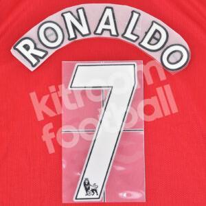 2007-09 Manchester United Home Name Number Set #7 RONALDO Premier League Repro
