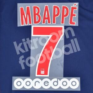 2018-19 PSG Paris Saint Germain Home Name Number Set #7 MBAPPE Ligue One Repro