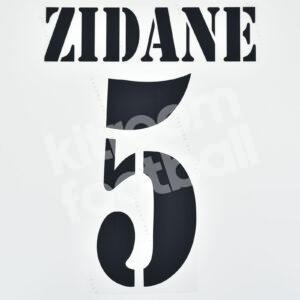 2001-03 Real Madrid Home Name Number Set #5 ZIDANE Black Repro