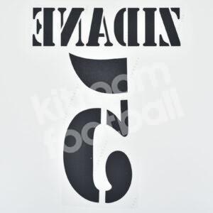 2001-03 Real Madrid Home Name Number Set #5 ZIDANE Black Repro - Image 3