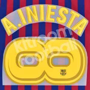 2017-18 Barcelona Home Name Number Set #8 A.INIESTA Tribute Repro v2