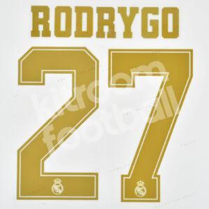 2019-20 Real Madrid Home Name Number Set #27 RODRYGO Cup Version Repro